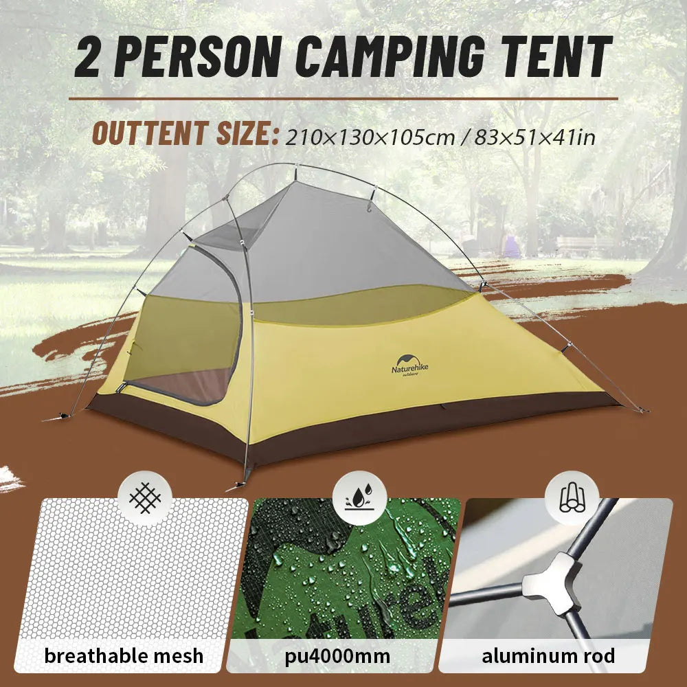 Naturehike Cloud Up 2-Person Ultralight Camping Tent – Waterproof & Durable Hiking Tent