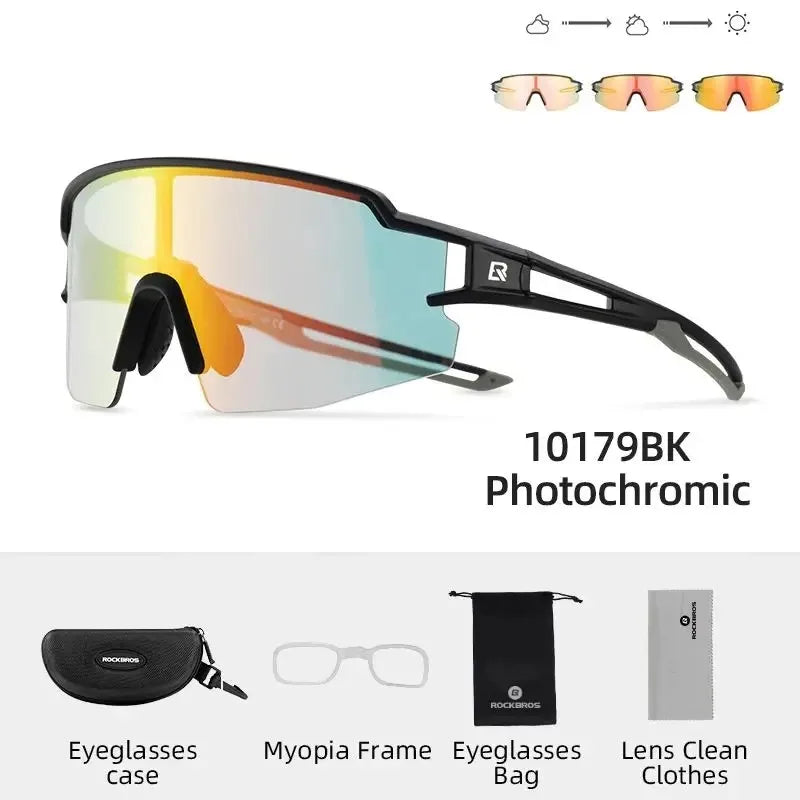 ROCKBROS Photochromic Polarised Cycling Glasses UV400 Lightweight Road MTB Sunglasses