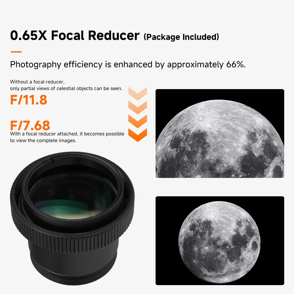 MK127 Maksutov-Cassegrain Telescope OTA 127mm f/11.8 with 0.65x Focal Reducer