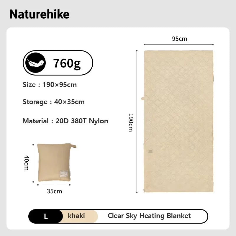 Naturehike Electric Heated Blanket USB Heating Blanket for Winter Camping Thermal Sleeping Bag Liner