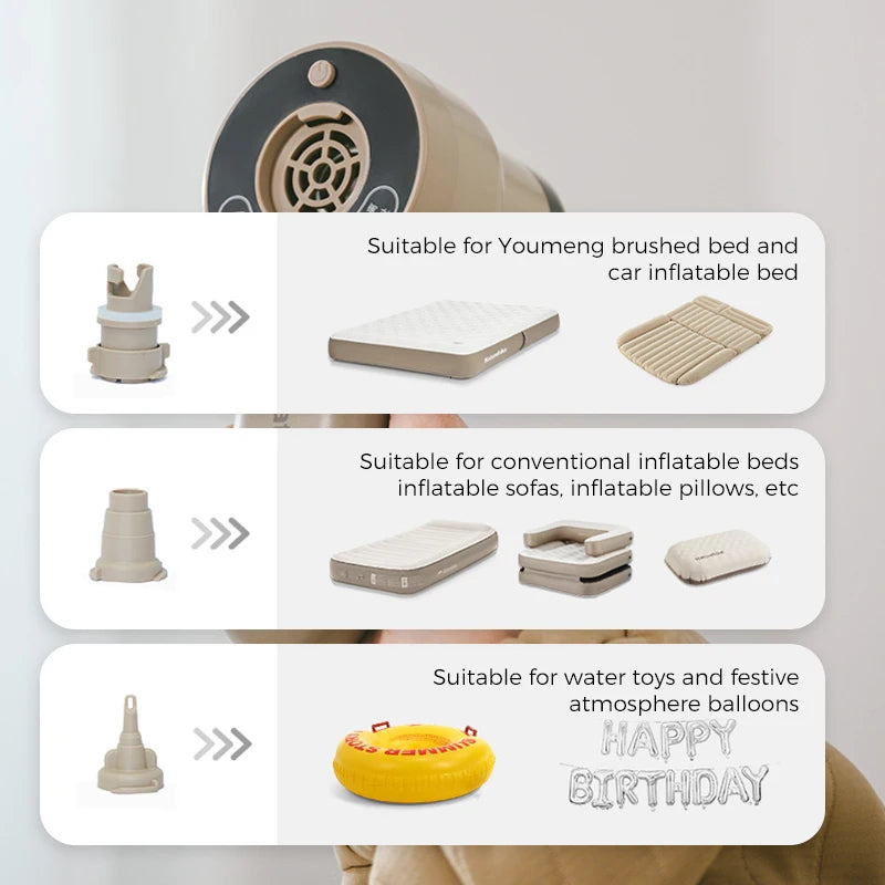 NATUREHIKE Cordless Electric Air Pump 600L/min Rechargeable Inflator for Camping Mattresses