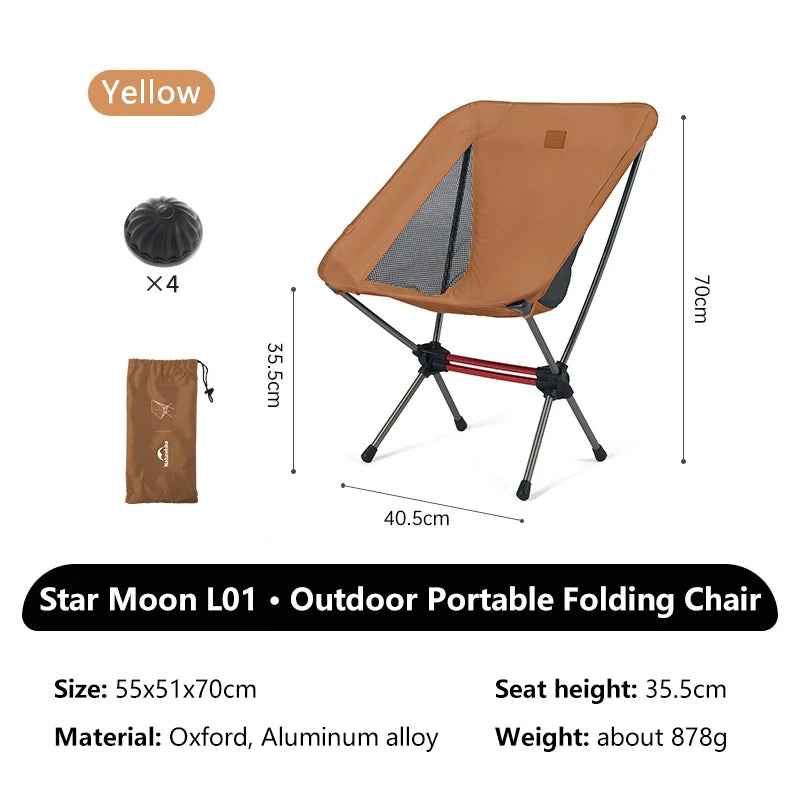 L01 L02 Ultralight Portable Moon Camping Chair Folding Outdoor Fishing Picnic Beach Seat