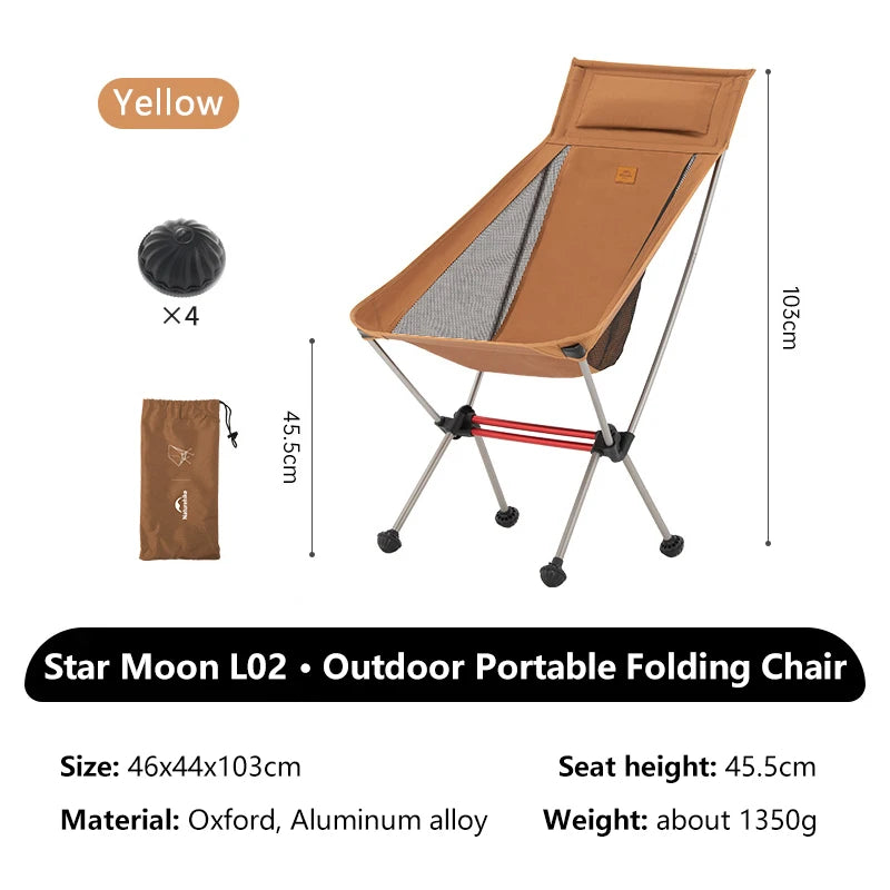 L01 L02 Ultralight Portable Moon Camping Chair Folding Outdoor Fishing Picnic Beach Seat