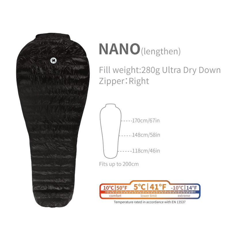Nano Sleeping Bag Camping Summer Ultralight Goose Down Quilt Waterproof Outdoor Hiking Sleep Gear