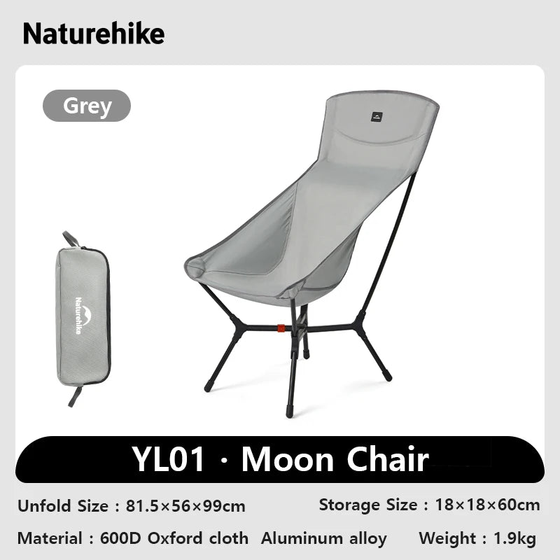YL01 High Back Ultralight Portable Folding Camping Chair Outdoor Relax Fishing Moon Seat