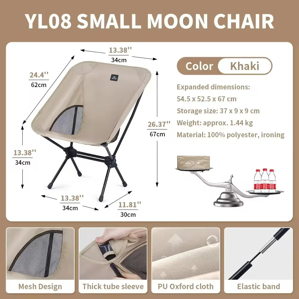 YL08 Moon Chair Portable Folding Outdoor Camping Seat Hiking Fishing Breathable 150KG Capacity