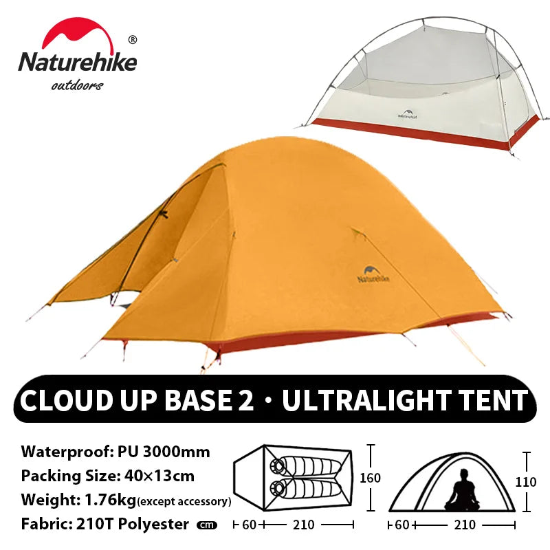Naturehike Cloud Up 2-Person Ultralight Camping Tent – Waterproof & Durable Hiking Tent