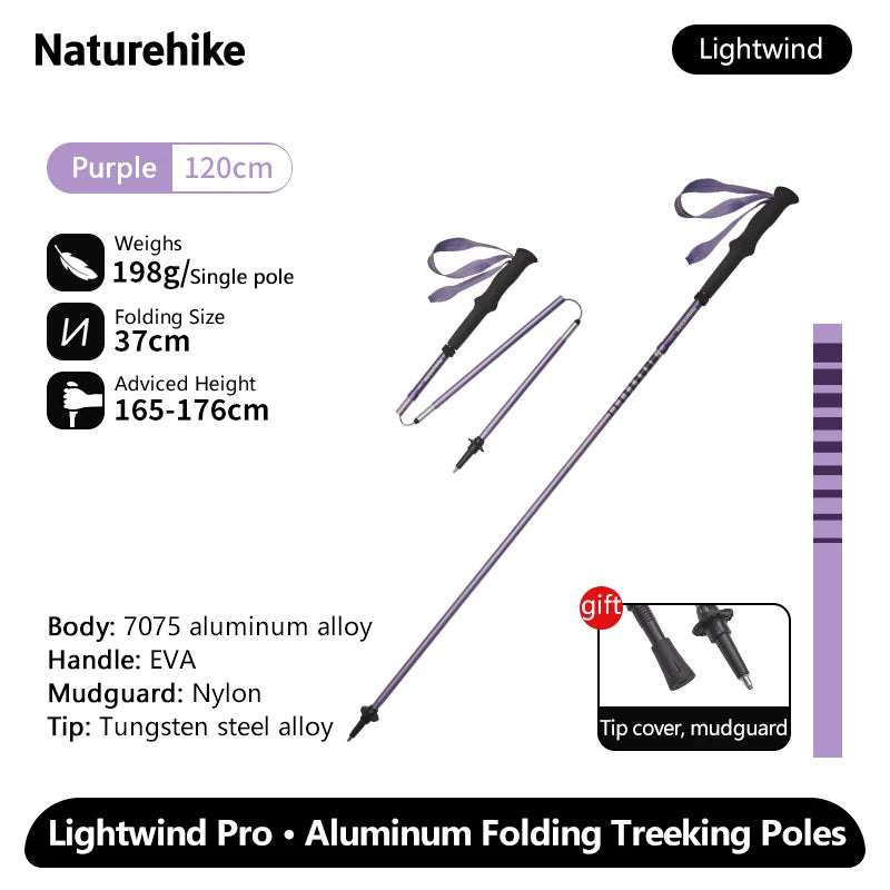 Naturehike Lightwind Pro Folding Trekking Poles 35–130cm Ultralight Aluminium Walking Stick