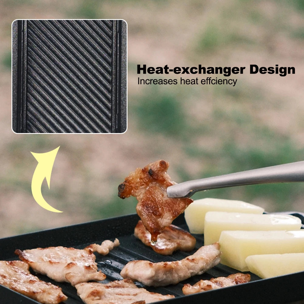 Mini Grill Plate Set Non-Stick Aluminium Alloy for Outdoor Camping & BBQ