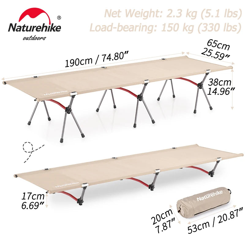 XJC04 Ultralight Camping Cot Portable Folding Bed Outdoor Travel Backpacking Camp Bed