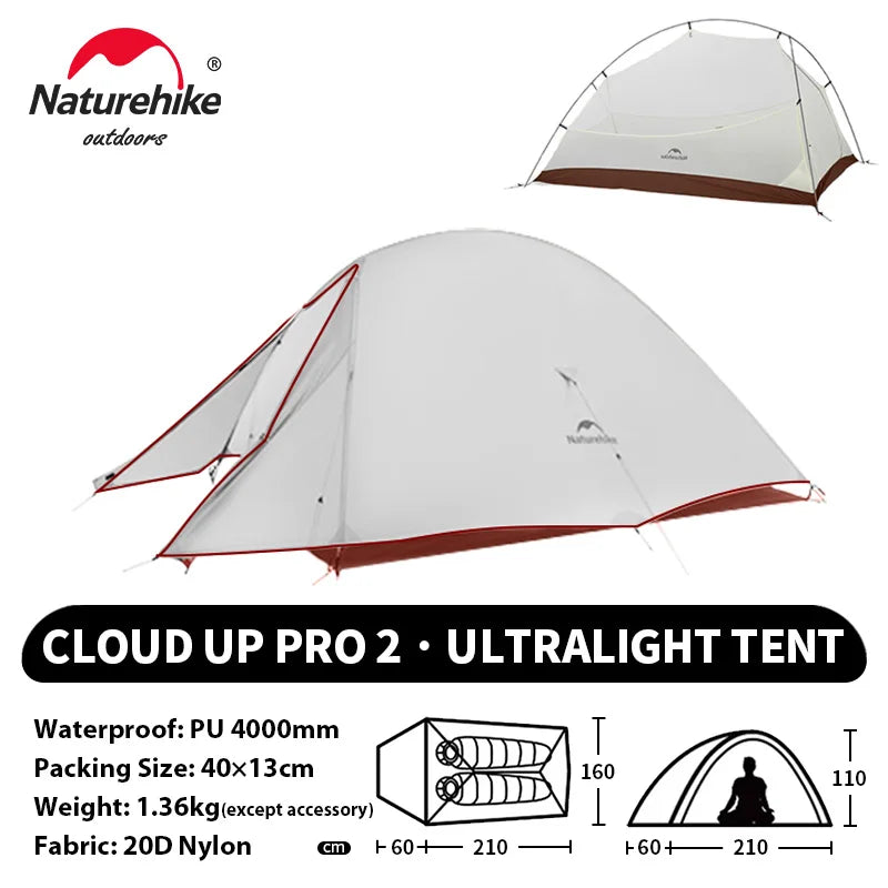 Naturehike Cloud Up 2-Person Ultralight Camping Tent – Waterproof & Durable Hiking Tent