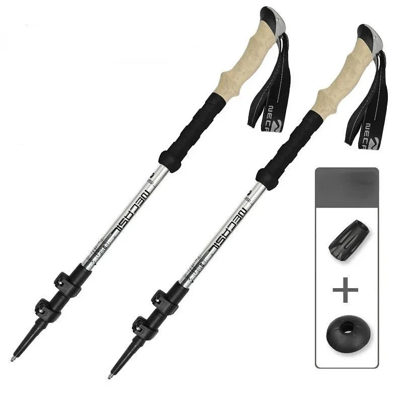 2PCS Telescopic Trekking Poles – Ultralight Adjustable Aluminium Hiking Sticks with Quick Lock