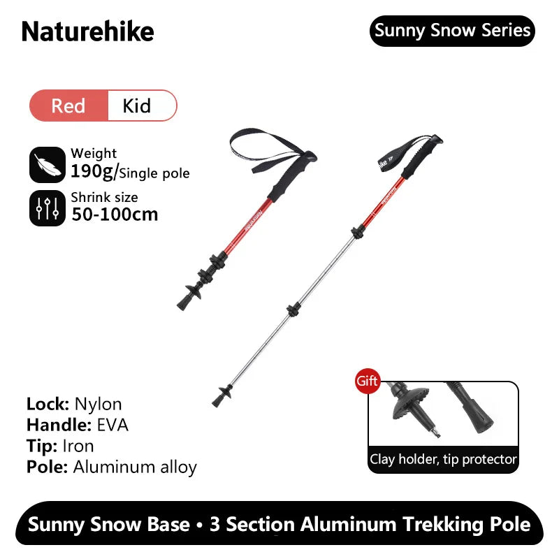Naturehike Sunny Snow Base Walking Sticks – Ultralight Aluminium Trekking Poles for All Ages