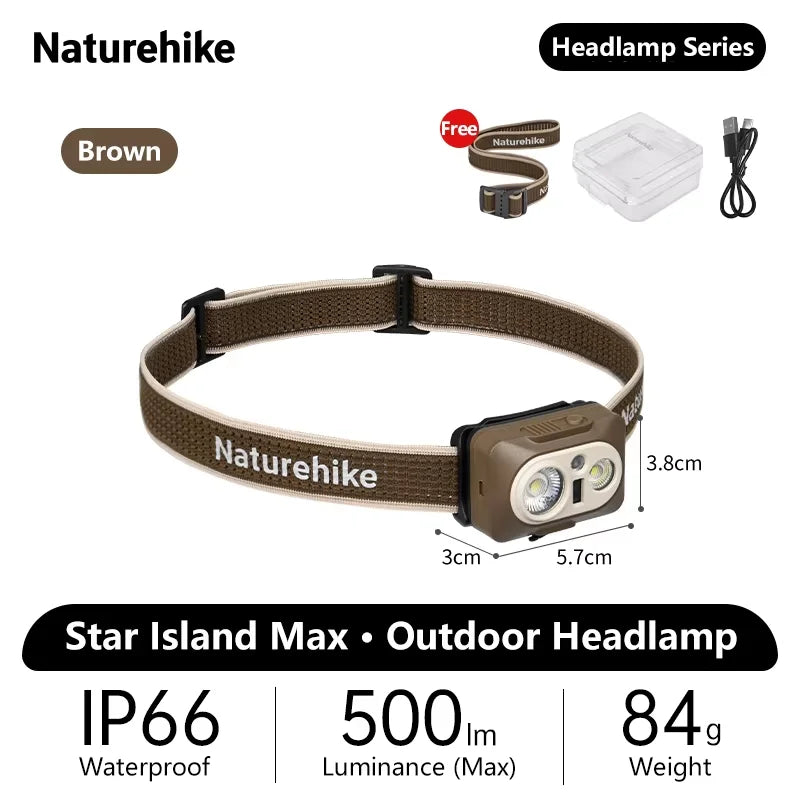 CNK2450ZM010 Rechargeable Headlamp 500lm Waterproof Camping Hiking LED Sensor Light
