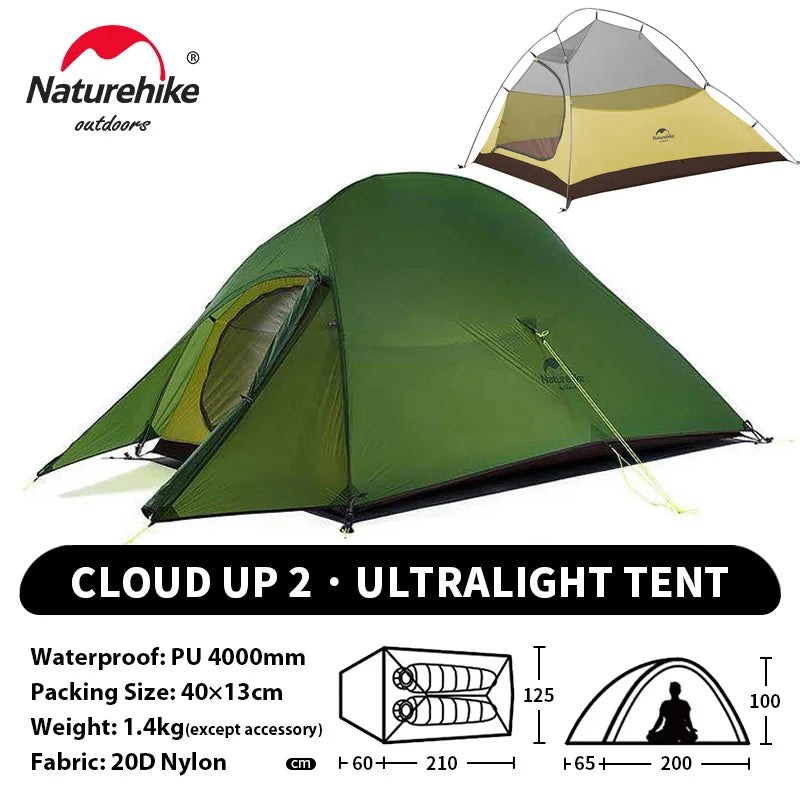 Naturehike Cloud Up 2-Person Ultralight Camping Tent – Waterproof & Durable Hiking Tent