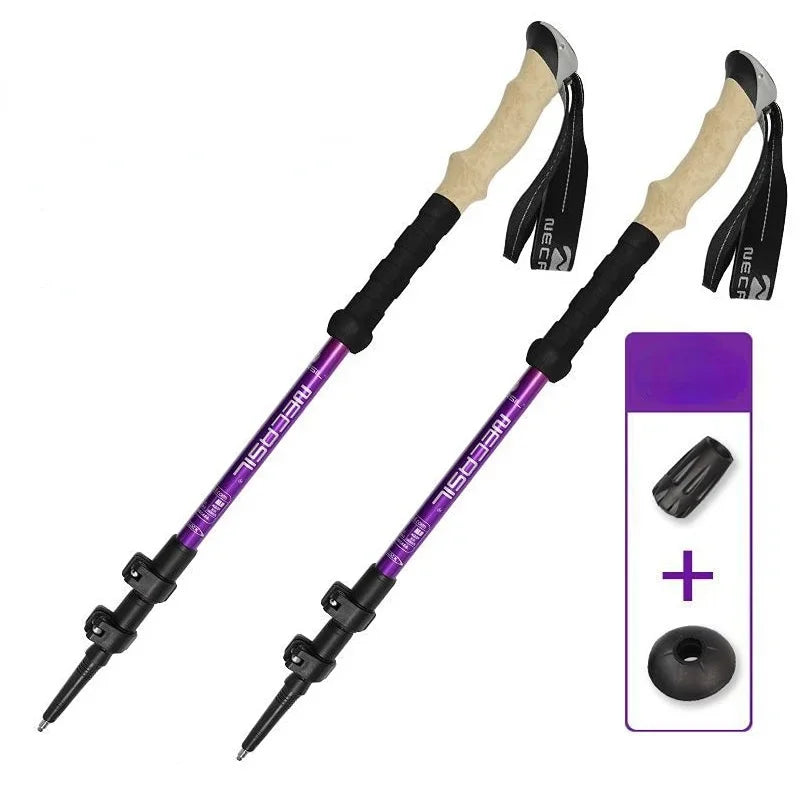 2PCS Telescopic Trekking Poles – Ultralight Adjustable Aluminium Hiking Sticks with Quick Lock