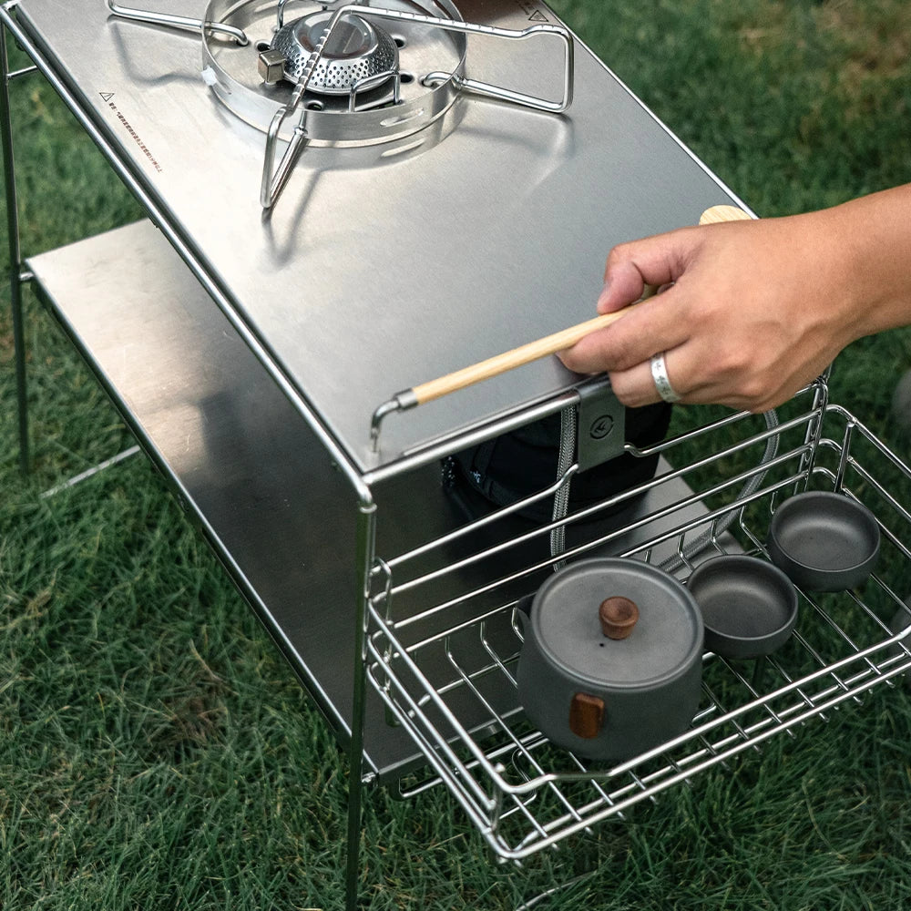IGT System Stainless Steel Camping Table for Outdoor Cooking & Travel