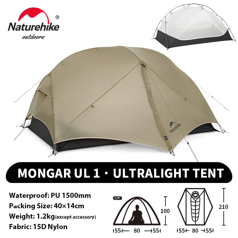 NATUREHIKE Mongar 2 Tent – Ultralight 2-Person Waterproof Camping & Hiking Tent for Adventures