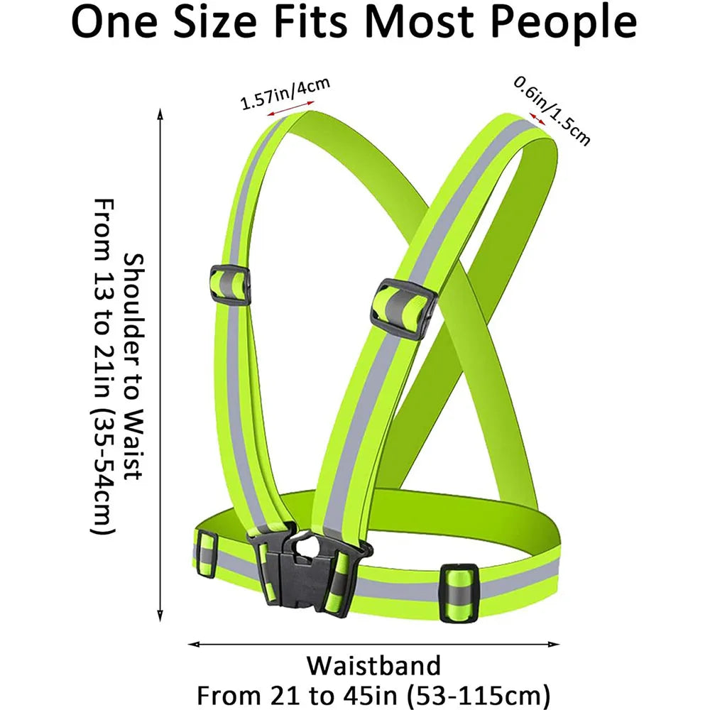 Adjustable Hi-Vis Reflective Safety Vest – Lightweight Elastic Running, Cycling & Traffic Work Vest