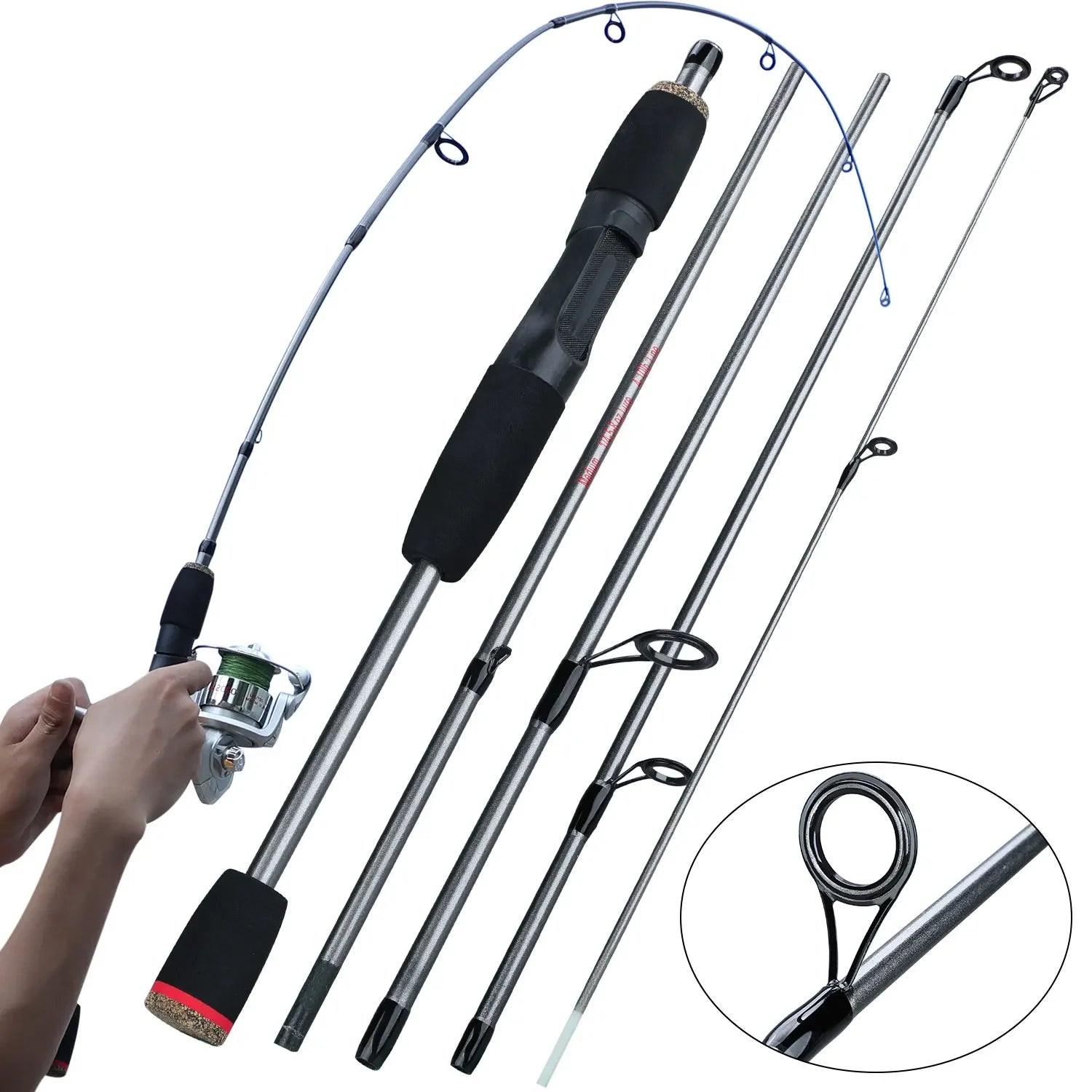 Sougayilang 1.7m 5 Section Travel Fishing Rod Spinning Casting Lure Rod