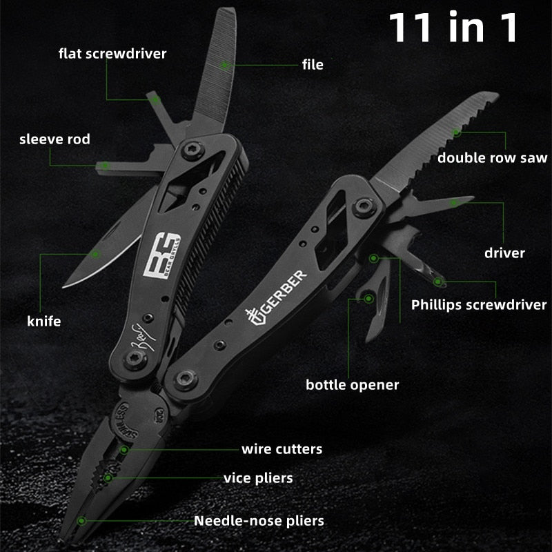 11 in 1 Multifunctional Tool Portable Stainless Steel Folding Knife Pliers Outdoor Survival Tool