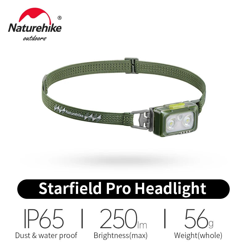 NATUREHIKE Starfield Pro Headlamp 250lm Rechargeable Head-Mounted Light for Running Camping