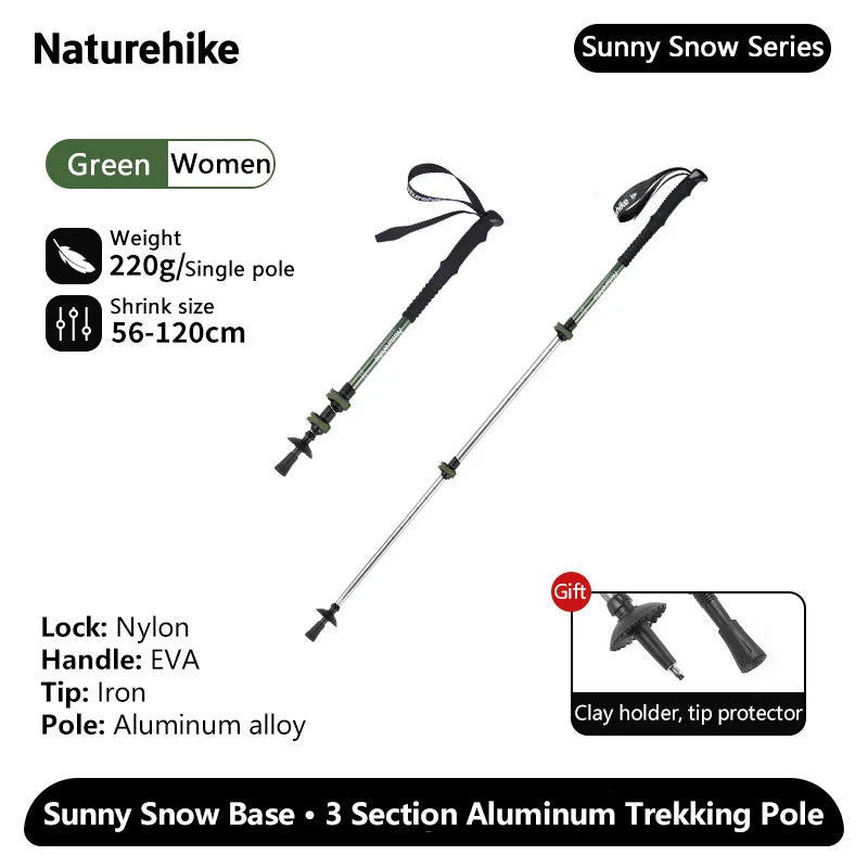 Naturehike Sunny Snow Base Walking Sticks – Ultralight Aluminium Trekking Poles for All Ages