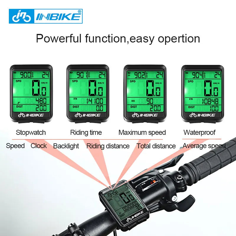 INBIKE 2.1 Inch Wireless Bike Computer Waterproof Cycling Speedometer Odometer