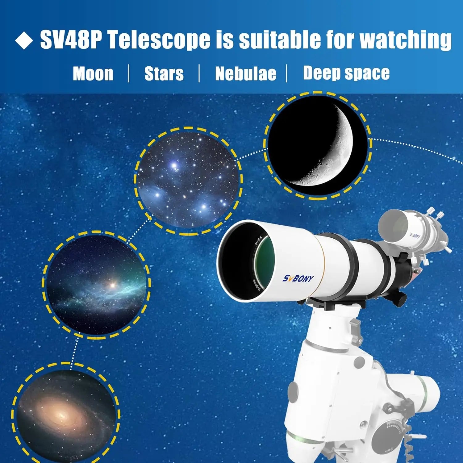 SV48P 90mm f/5.5 Refractor Telescope OTA with Dual-Speed Focuser