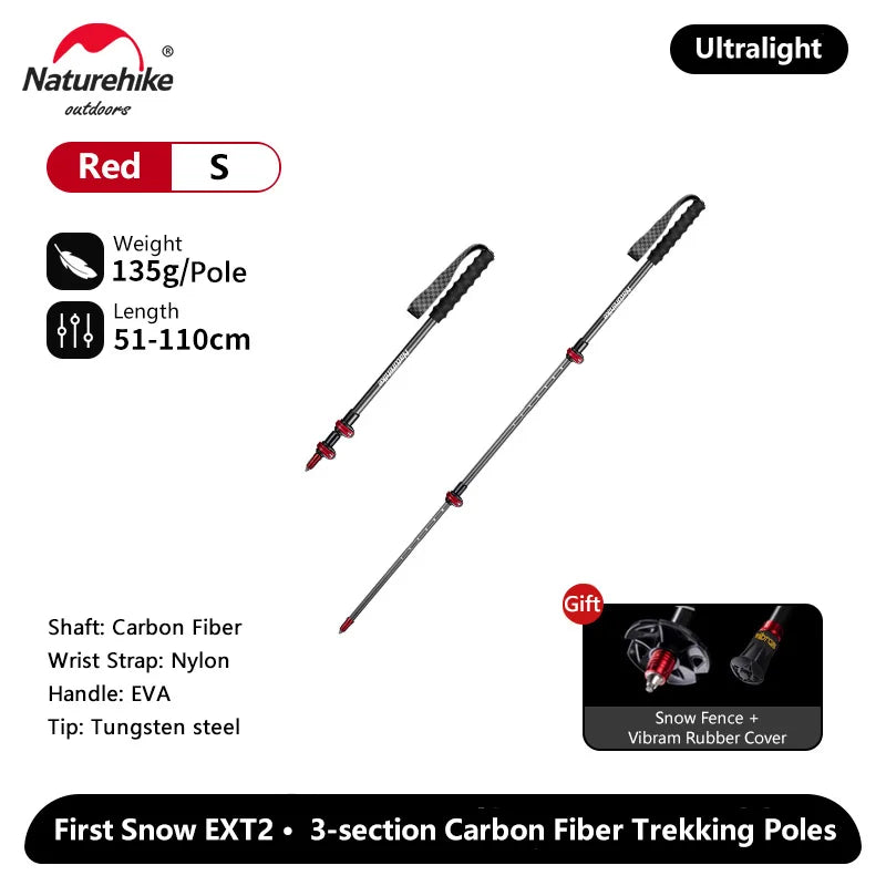 Naturehike ST10 Carbon EXT2 Hiking Poles – Ultralight Telescopic Trekking Stick