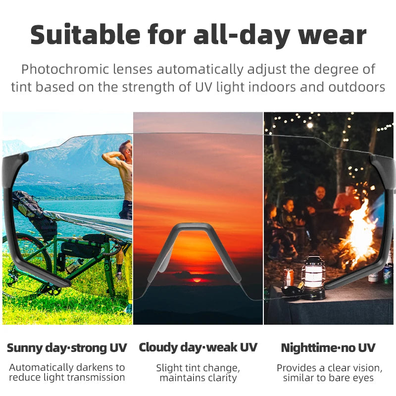 ROCKBROS Photochromic Polarised Cycling Glasses UV400 Lightweight Road MTB Sunglasses