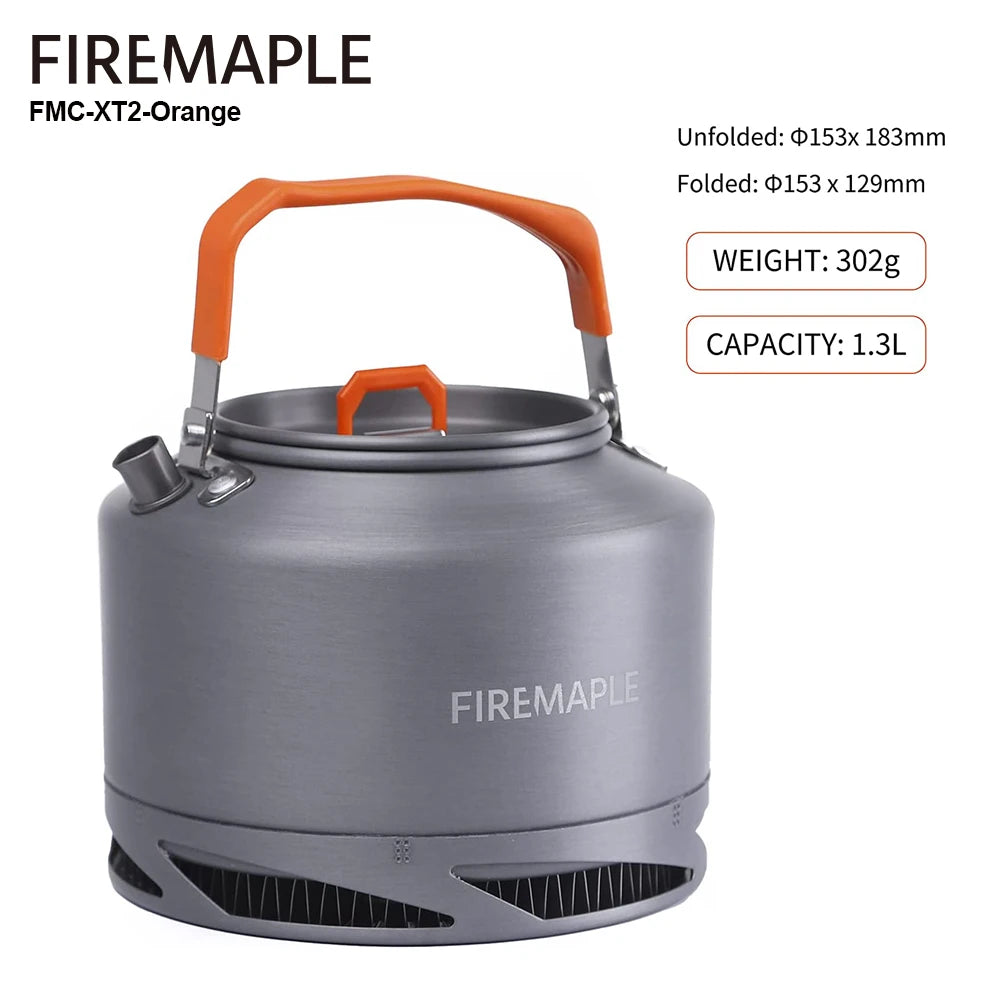 FMC-XT2 Camping Kettle with Heat Exchanger for Hiking, Tea & Coffee 0.8L / 1.3L