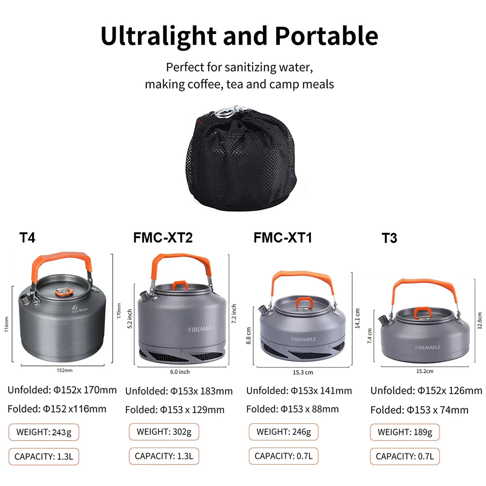 FMC-XT2 Camping Kettle with Heat Exchanger for Hiking, Tea & Coffee 0.8L / 1.3L