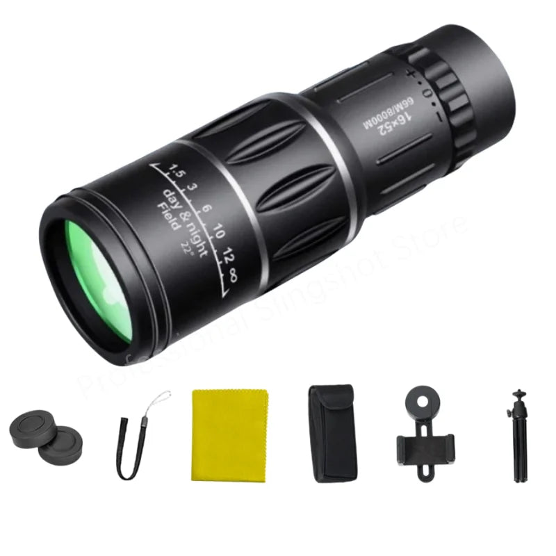 Portable High-Definition 16X52 Monocular Telescope with FMC Coating for Bird Watching & Hiking