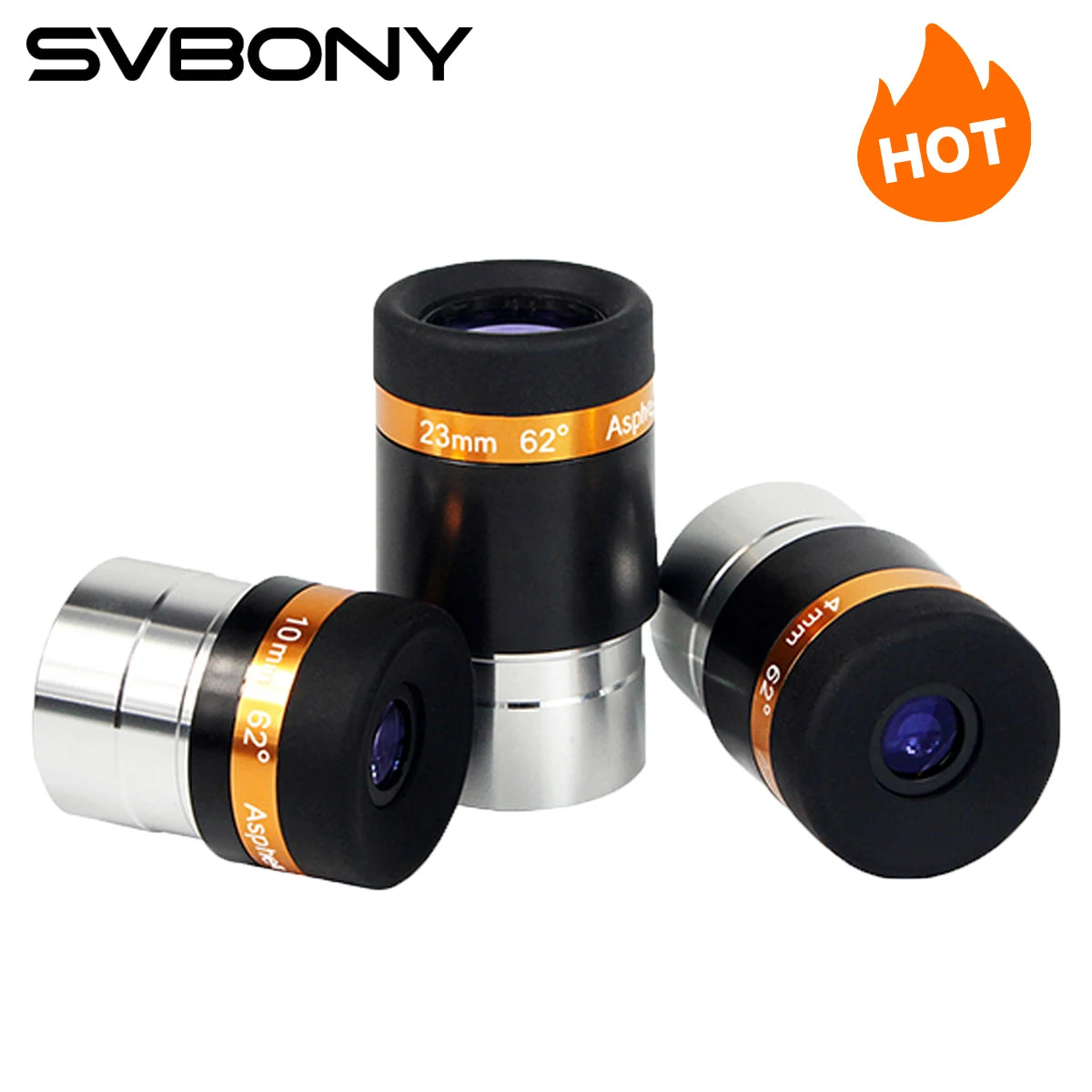 SVBONY 1.25" Aspheric Eyepiece – 62° Wide-Angle 4/10/23mm Fully Coated Telescope Lens