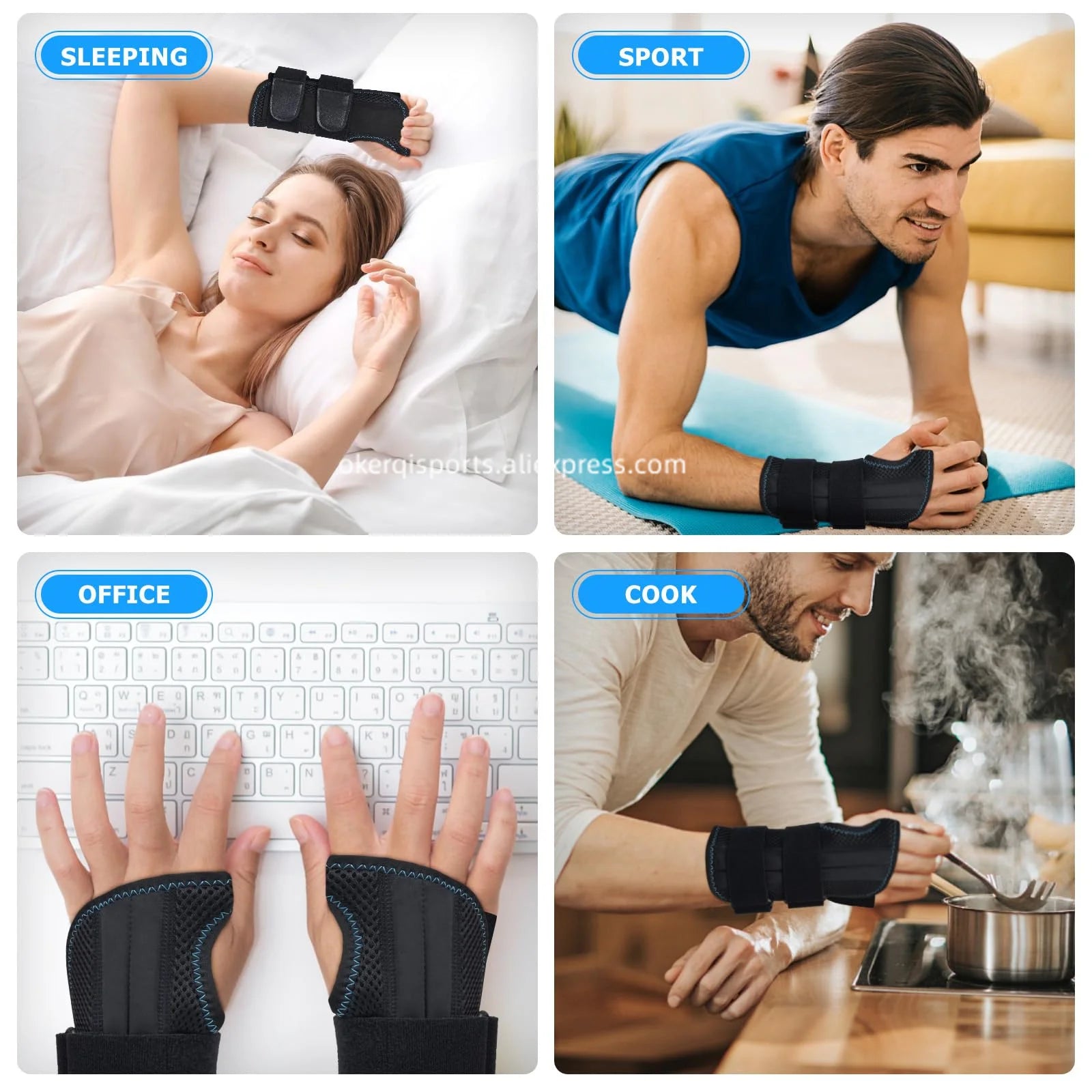 OKERQI Adjustable Wrist Support Brace Fitness Weightlifting Pain Relief Left Right Hand