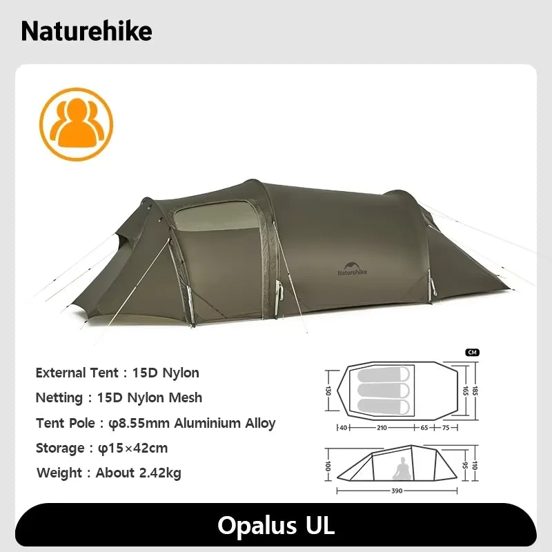 Opalus Ultralight 2–4 Person 4-Season Tunnel Tent – Waterproof Family & Hiking Shelter (NATUREHIKE)