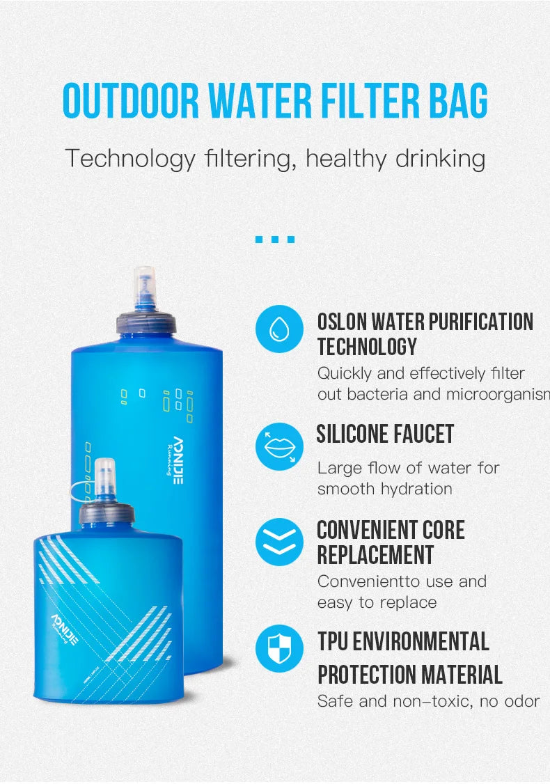 AONIJIE SD29 1000ml 2000ml Filtered Soft Bottle with Hydration Filter for Running Hiking Camping