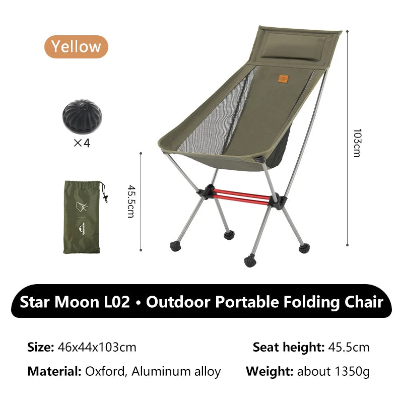 L01 L02 Ultralight Portable Moon Camping Chair Folding Outdoor Fishing Picnic Beach Seat