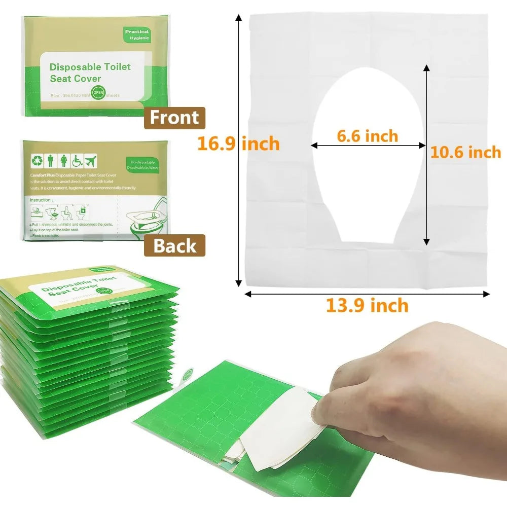 10/30/50PCS Disposable Hygienic Toilet Seat Cover: Portable, Biodegradable, Waterproof Toilet Mats