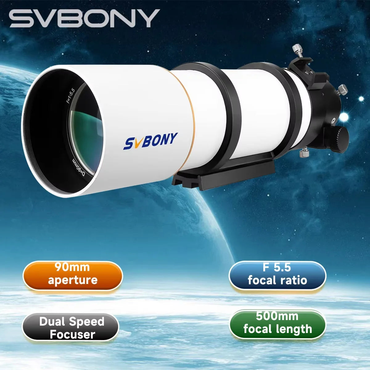 SV48P 90mm f/5.5 Refractor Telescope OTA with Dual-Speed Focuser