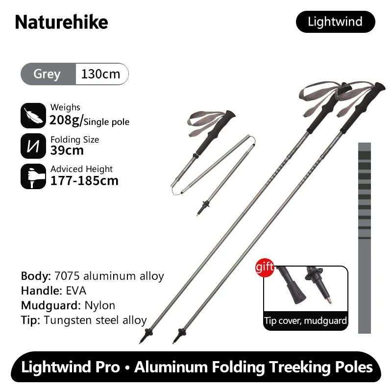 Naturehike Lightwind Pro Folding Trekking Poles 35–130cm Ultralight Aluminium Walking Stick