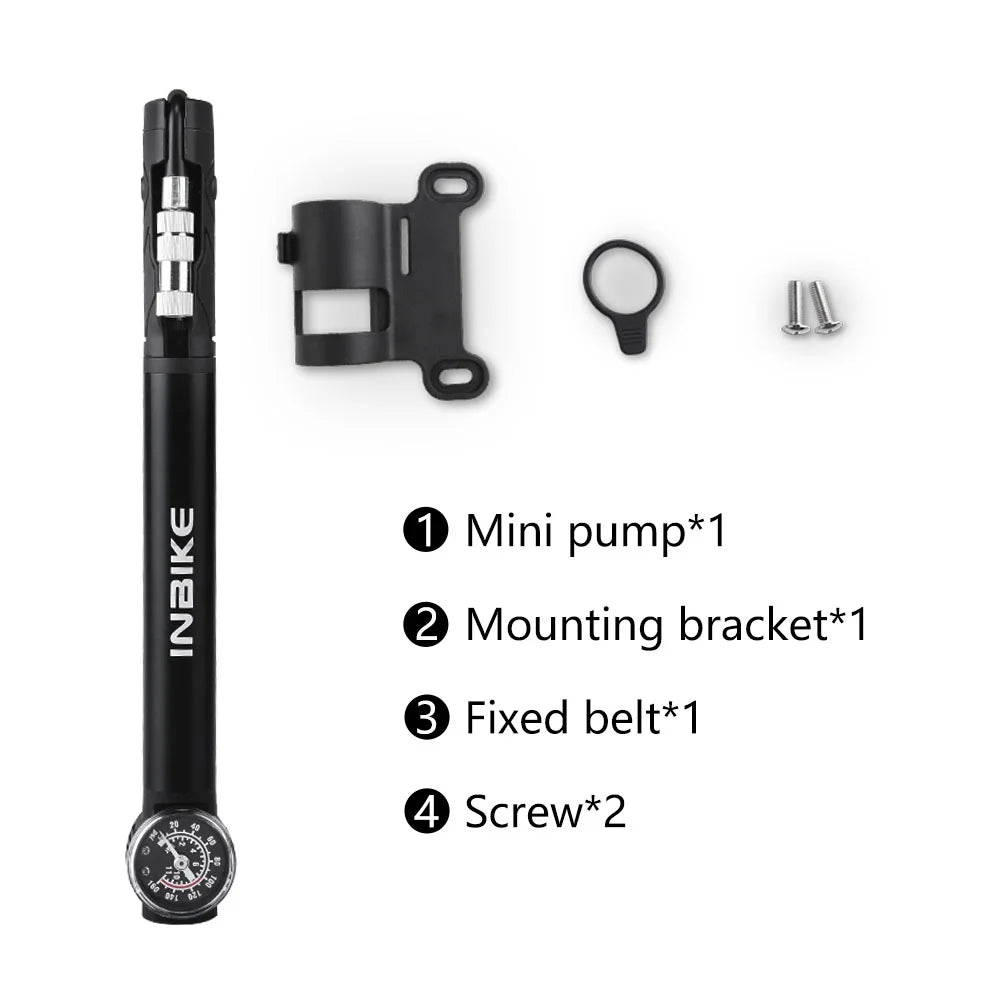 Bicycle Tire Pump Portable Mini Hand Air Sport Plus Gauge Frame Pump - Bike Accessories