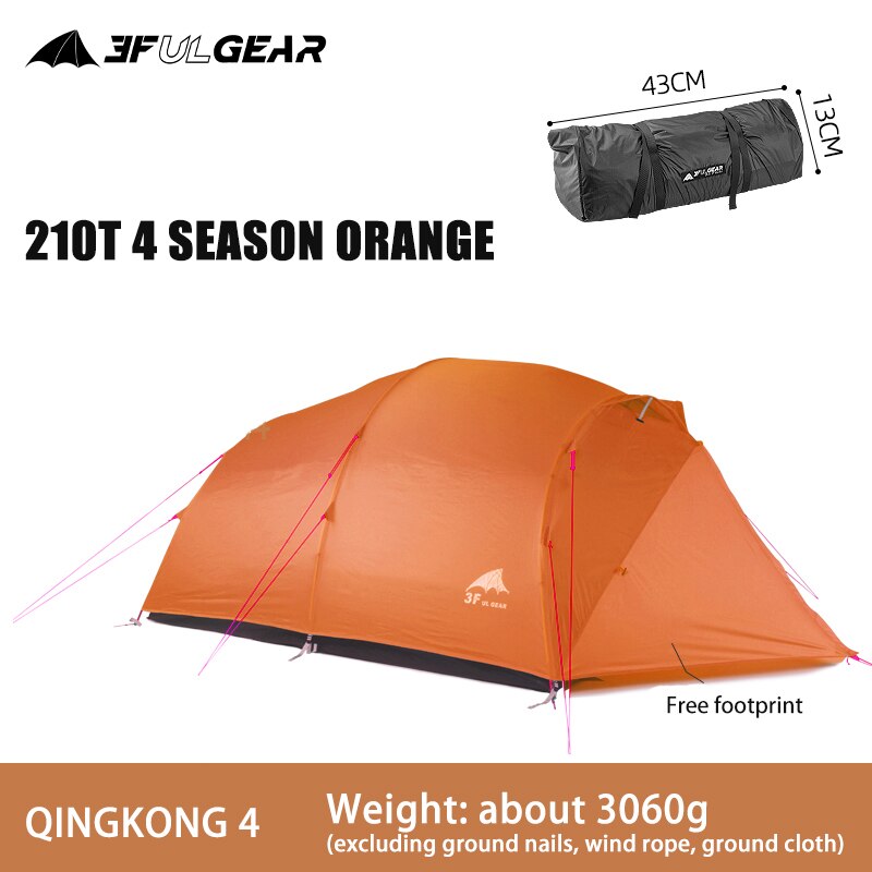 Qingkong 4 Person 3-4 Season 15D Ultralight & Waterproof