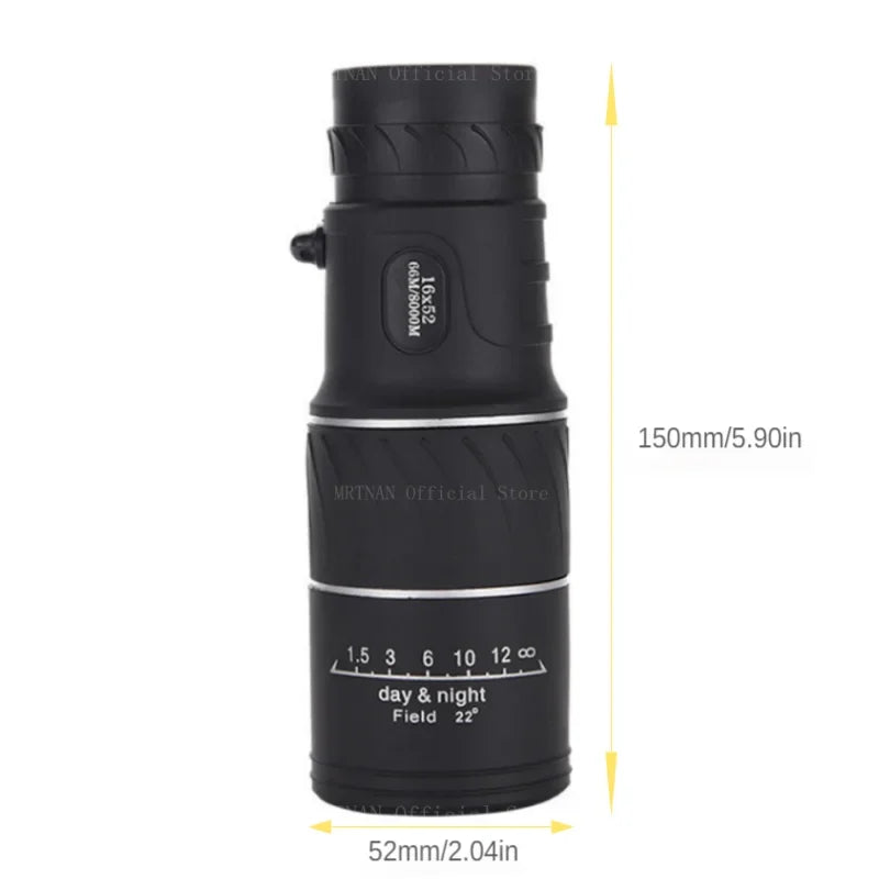 16X52 Monocular Telescope with Dual Focus, High Definition Optics for Outdoor, Camping & Hunting