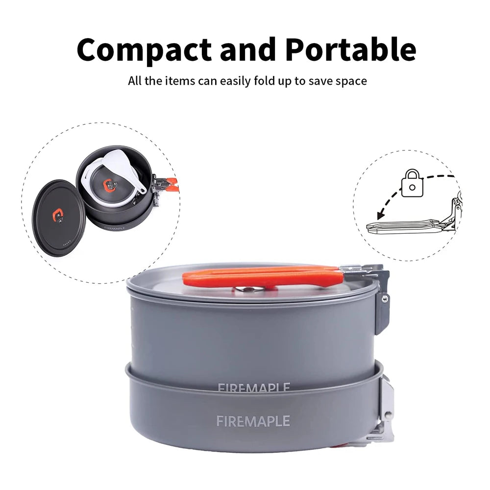Fire Maple Feast 2 Aluminium Cookware Set Outdoor Camping Hiking Pot Pan Kettle Kit FMC-F2