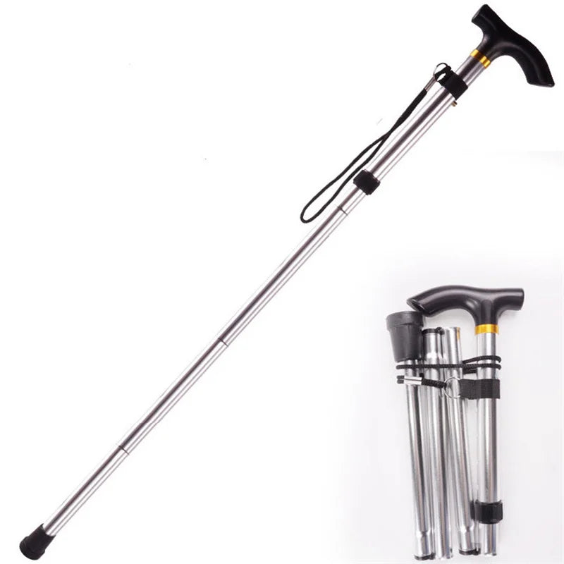 Foldable Walking Cane – Telescopic Aluminium Trekking Stick for Hiking & Elderly Support