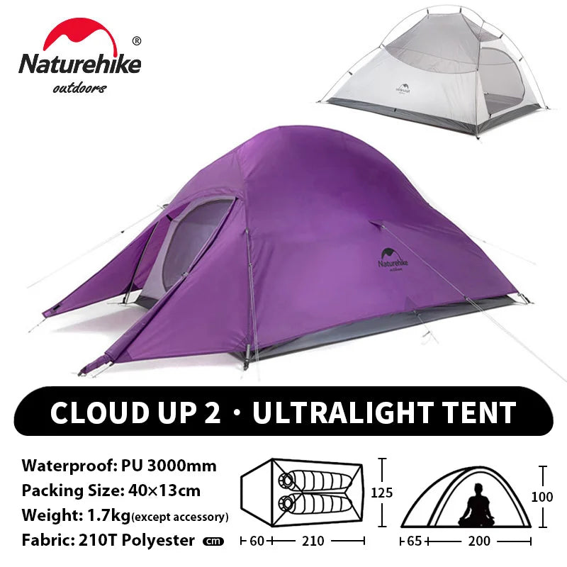 Naturehike Cloud Up 2-Person Ultralight Camping Tent – Waterproof & Durable Hiking Tent