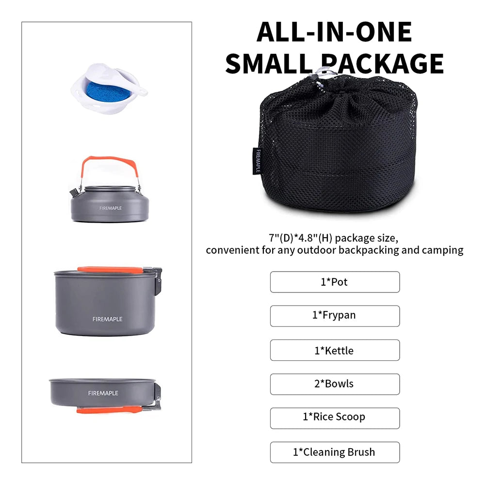 Fire Maple Feast 2 Aluminium Cookware Set Outdoor Camping Hiking Pot Pan Kettle Kit FMC-F2