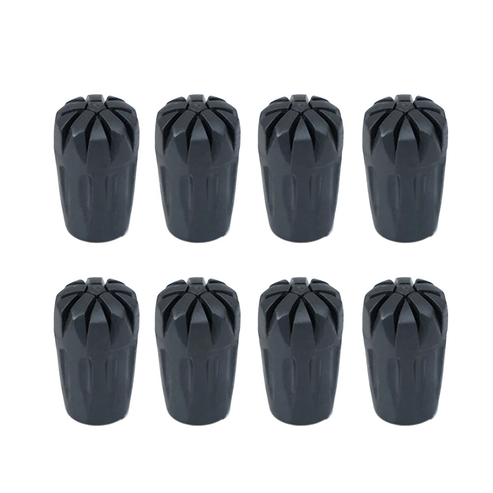 8-Pack Rubber Trekking Pole Tips – Durable Replacement Caps for Hiking Sticks & Walking Canes
